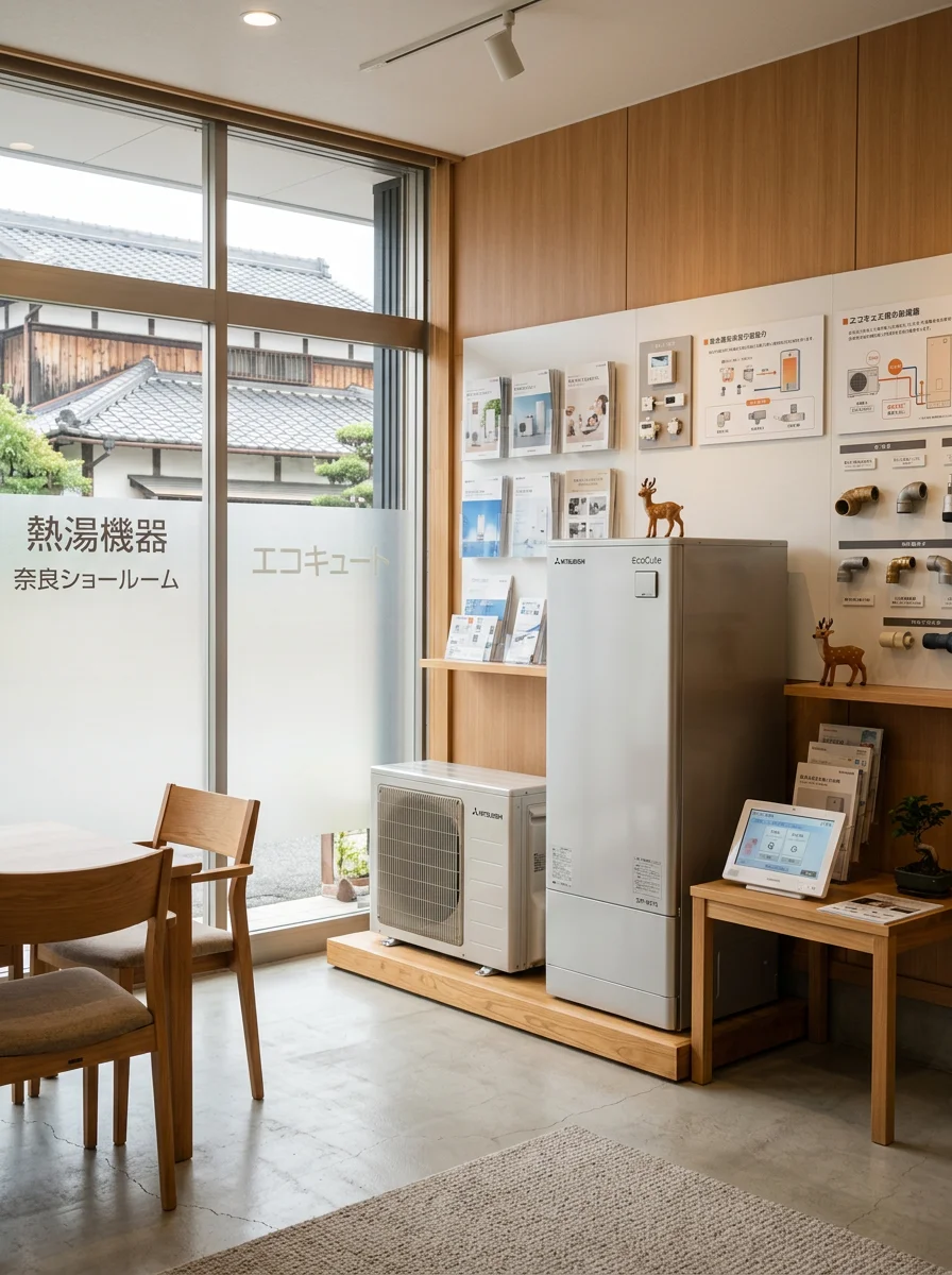 住宅の給湯設備まわりを点検する作業者の手元と工具